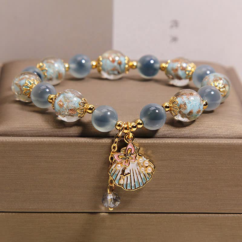 Buddha Stones Candy Agaat Liuli glazen kralen, schelp, vlinder bedeltje Armband - image 8