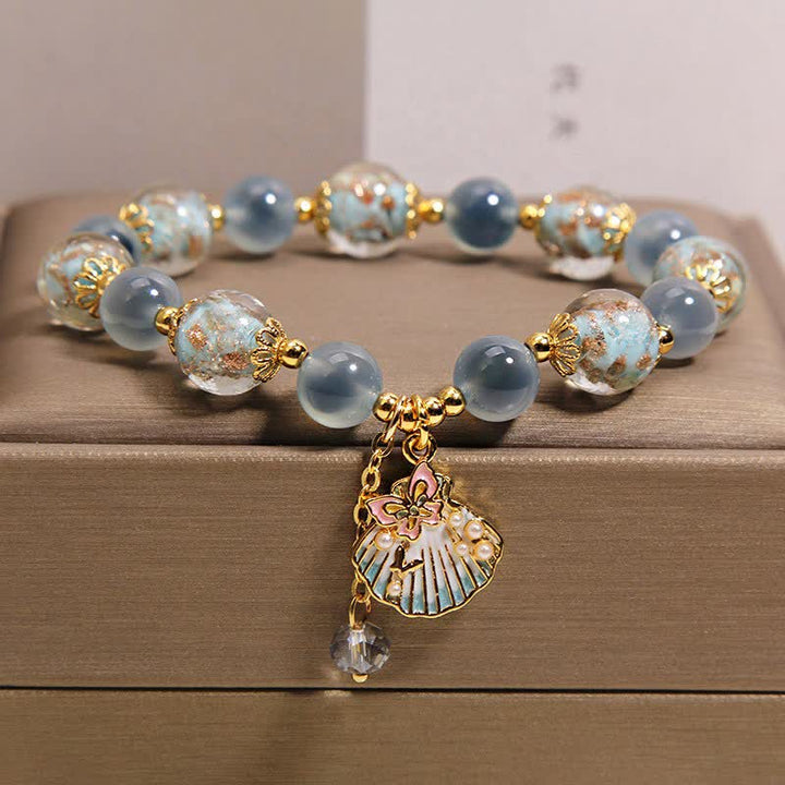 Buddha Stones Candy Agaat Liuli glazen kralen, schelp, vlinder bedeltje Armband - image 8