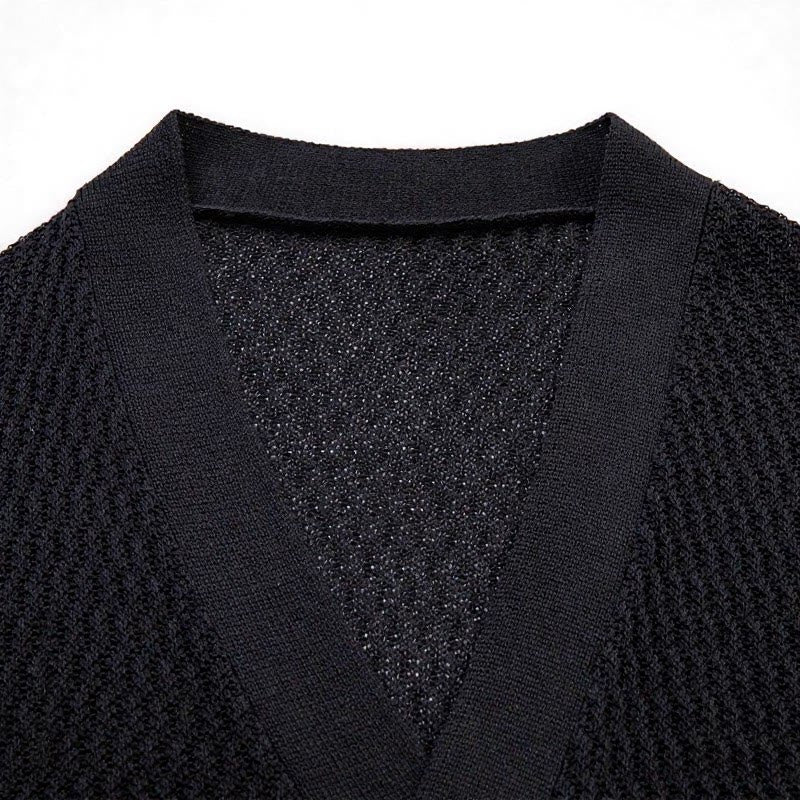 Buddha Stones Lente Casual Effen Vetersluiting V-hals Heren Kimono - image 2