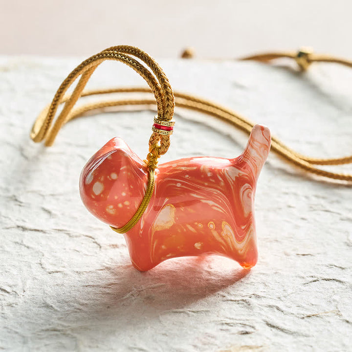 Buddha Stones Schattige kattenhanger Ketting - Oranje kleurenschema met willekeurig patroon - image 16