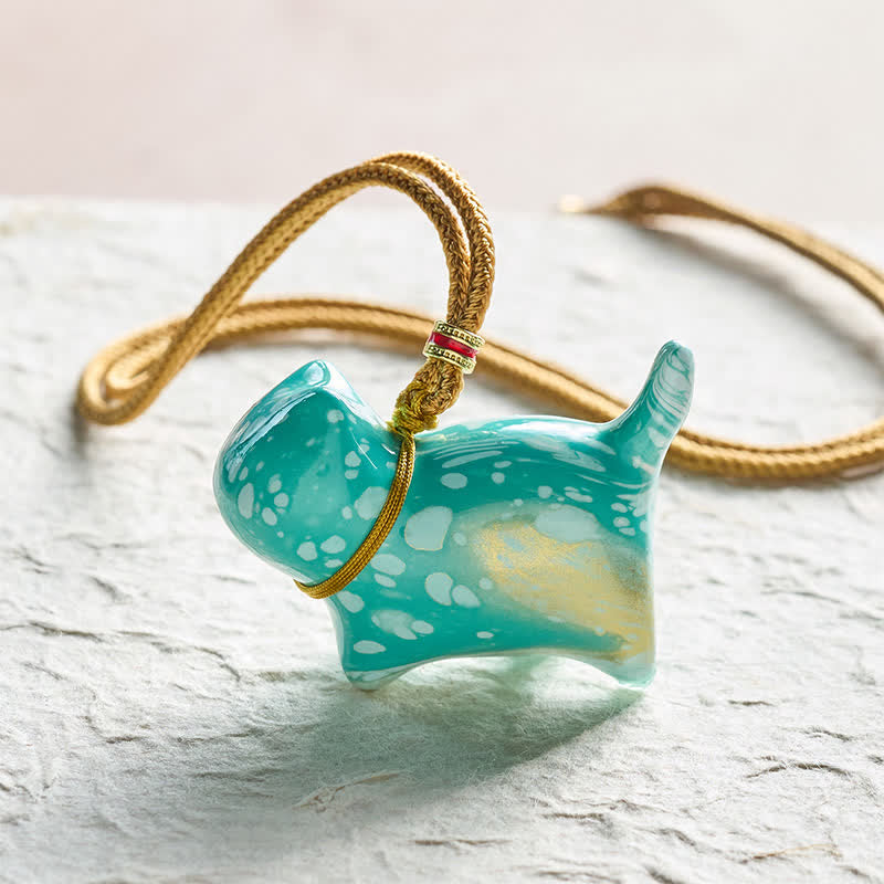 Buddha Stones Schattige kattenhanger Ketting - Blauw kleurenschema met willekeurig patroon - image 21