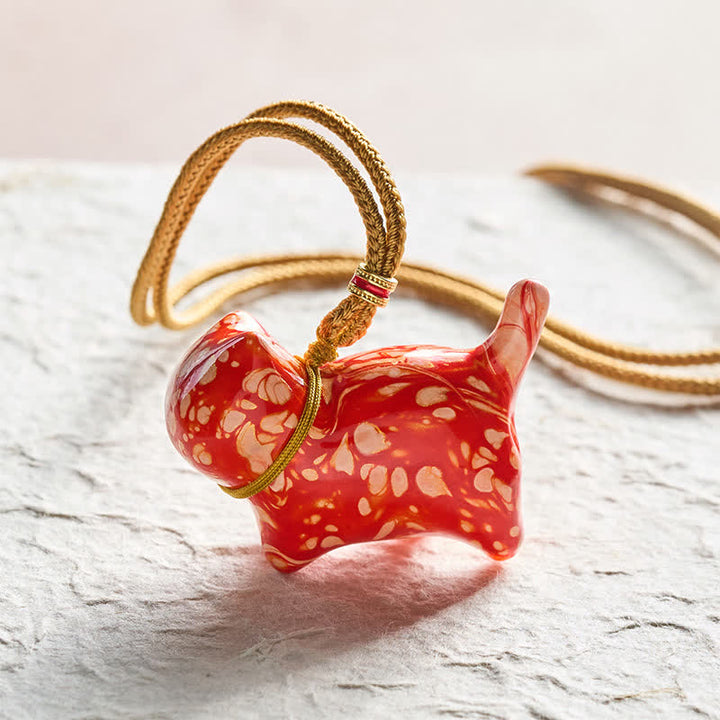 Buddha Stones Schattige kattenhanger Ketting - Rood kleurenschema met willekeurig patroon - image 6