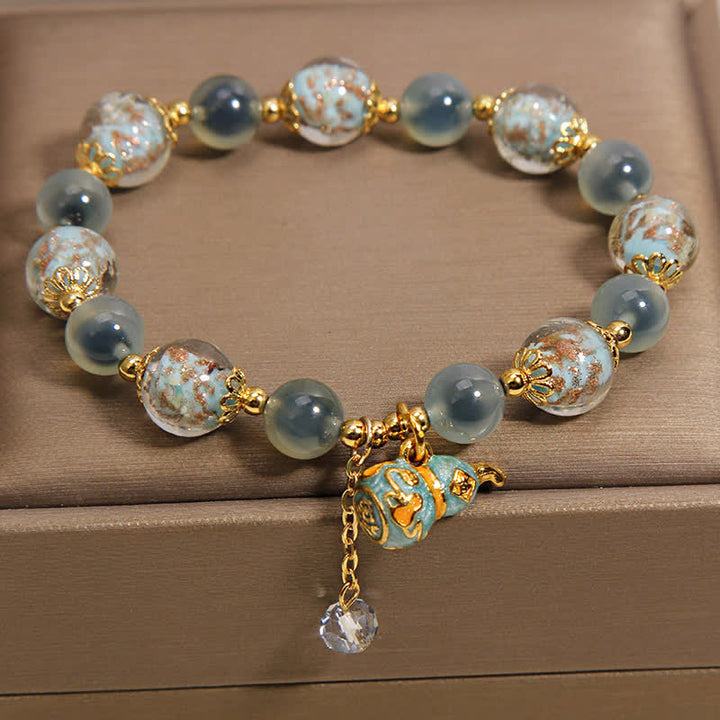 Buddha Stones Blauwe snoepagaat Liuli glazen kalebas bedeltje Joy Armband - image 4