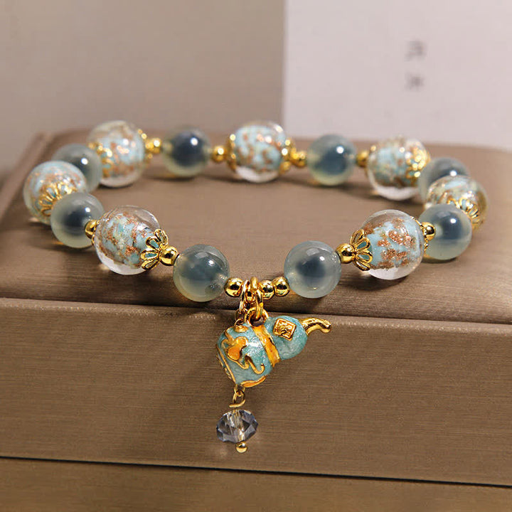 Buddha Stones Blauwe snoepagaat Liuli glazen kalebas bedeltje Joy Armband - image 9
