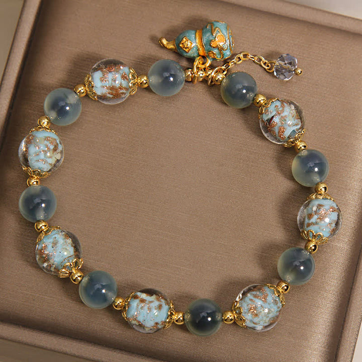 Buddha Stones Blauwe snoepagaat Liuli glazen kalebas bedeltje Joy Armband - image 2