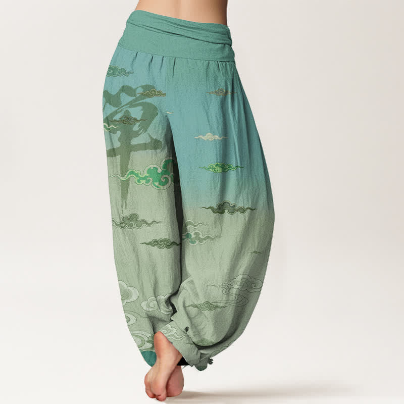 Buddha Stones Katoenen Zen Oriëntaalse Wolkenwas Patroon Dames Harembroek met Taille Taille - image 10