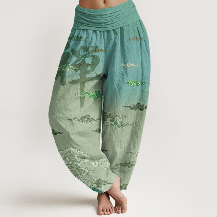 Buddha Stones Katoenen Zen Oriëntaalse Wolkenwas Patroon Dames Harembroek met Taille Taille - Lichtgroen - US16, UK/AU20, EU48 (3XL) - image 8