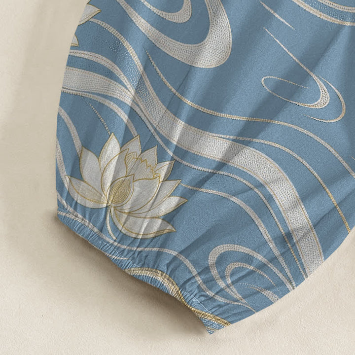 Buddha Stones Dames harembroek met elastische Taille en Zakken , gemaakt van katoen met een lotus-rimpelpatroon. - image 6