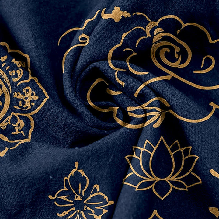Buddha Stones Damesbroek van 100% Cotton met Tibetaans schriftpatroon, elastische Taille en Zakken. - image 3