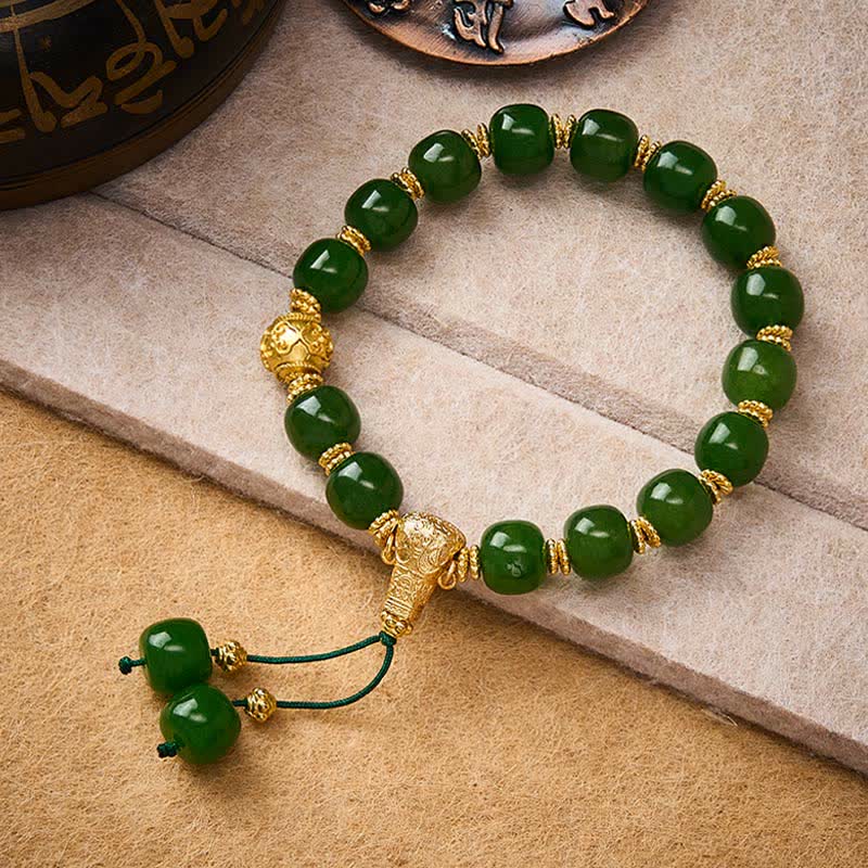 Buddha Stones Cyaan Jade Harmonie Armband met Gouden Accent - image 4
