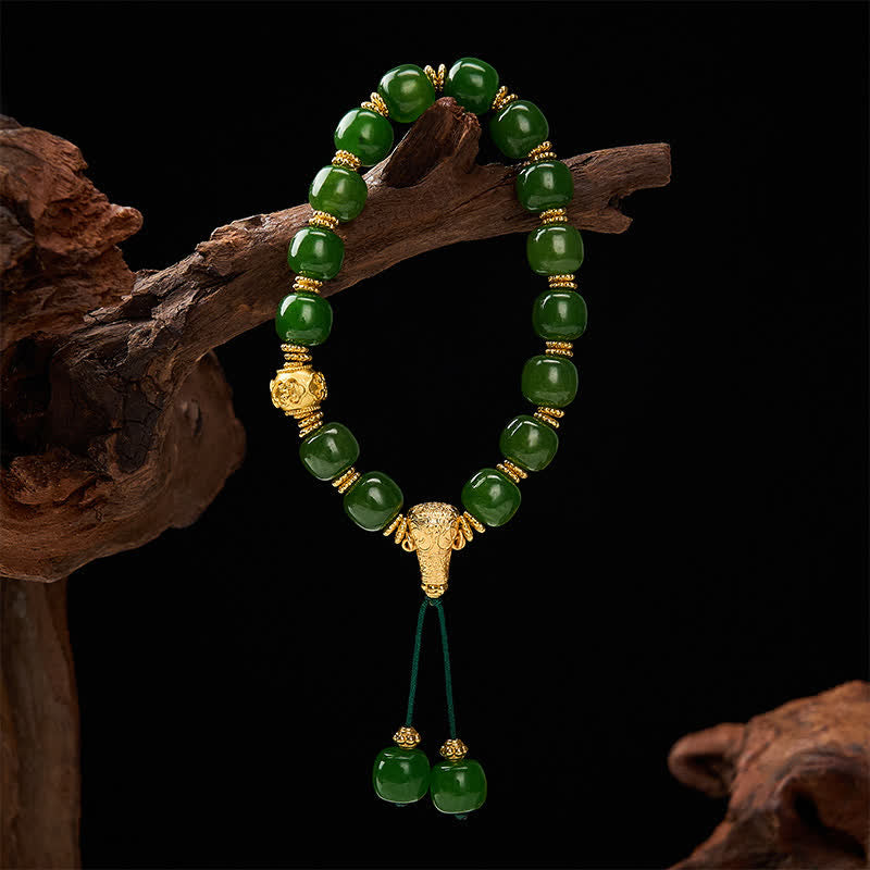 Buddha Stones Cyaan Jade Harmonie Armband met Gouden Accent - image 2