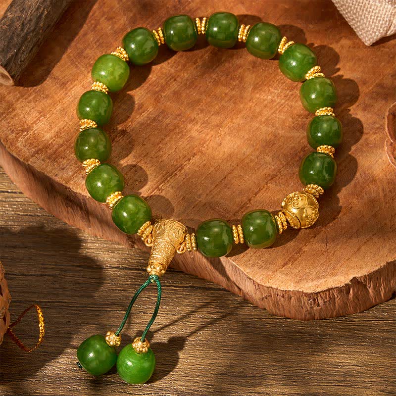 Buddha Stones Cyaan Jade Harmonie Armband met Gouden Accent - image 8