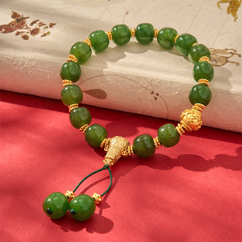 Buddha Stones Cyaan Jade Harmonie Armband met Gouden Accent - image 7