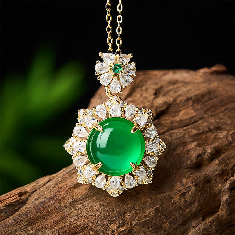 Buddha Stones Ronde groene jade Ketting met symbool voor overvloed. - image 1