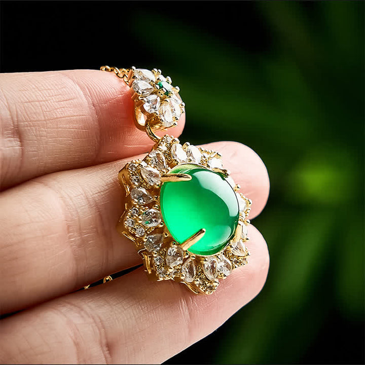 Buddha Stones Ronde groene jade Ketting met symbool voor overvloed. - image 3