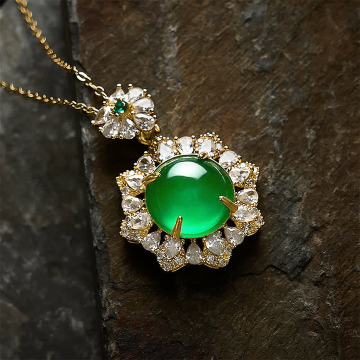 Buddha Stones Ronde groene jade Ketting met symbool voor overvloed. - Jade (Geluk♥Bescherming) - image 0