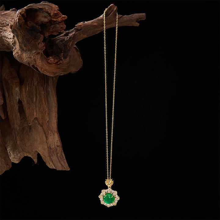 Buddha Stones Ronde groene jade Ketting met symbool voor overvloed. - image 4