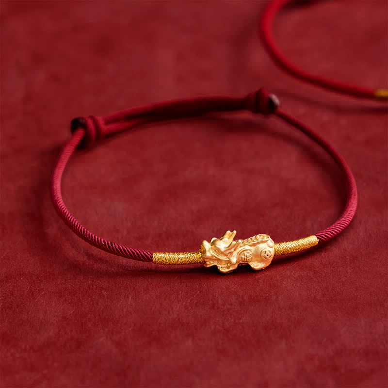 Buddha Stones Handgemaakte rode PiXiu Armband - Donkerrood (Polsomtrek: 15–19 cm) - image 0