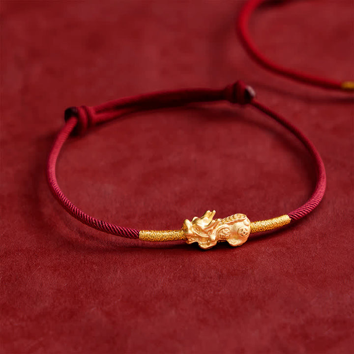 Buddha Stones Handgemaakte rode PiXiu Armband - Donkerrood (Polsomtrek: 15–19 cm) - image 0