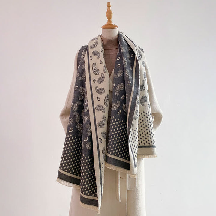 Buddha Stones Lente/Herfst Vintage Paisley Polka Dot Patroon Sjaal (groot) - image 7