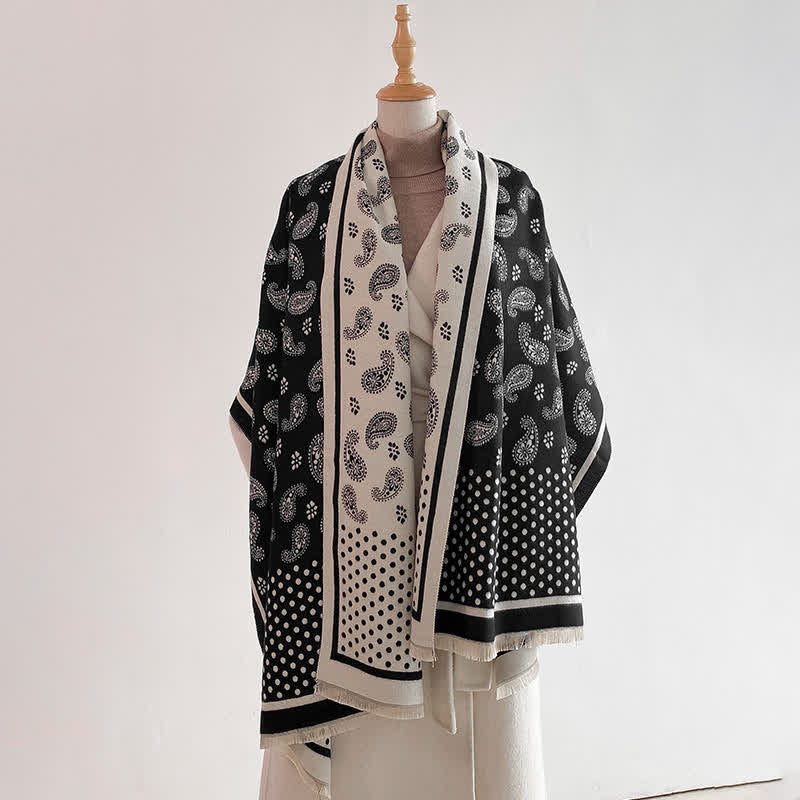 Buddha Stones Lente/Herfst Vintage Paisley Polka Dot Patroon Sjaal (groot) - image 2