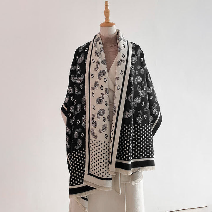 Buddha Stones Lente/Herfst Vintage Paisley Polka Dot Patroon Sjaal (groot) - image 2