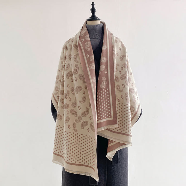 Buddha Stones Lente/Herfst Vintage Paisley Polka Dot Patroon Sjaal (groot) - image 5