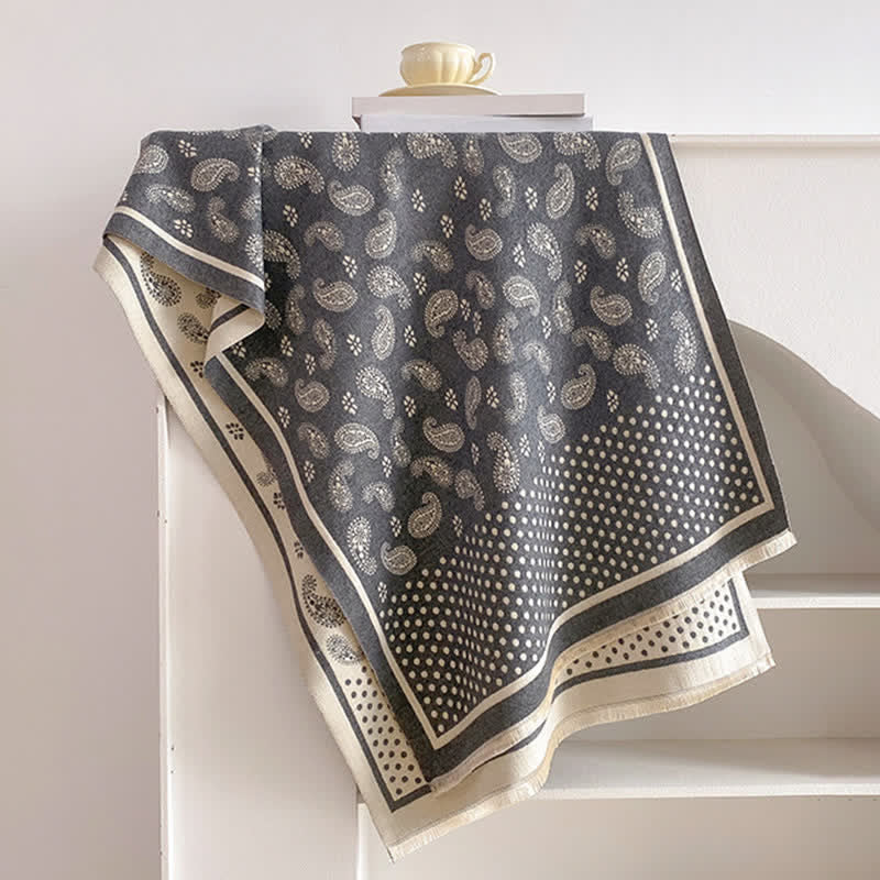 Buddha Stones Lente/Herfst Vintage Paisley Polka Dot Patroon Sjaal (groot) - Donkergrijs - 185*65 cm - image 6