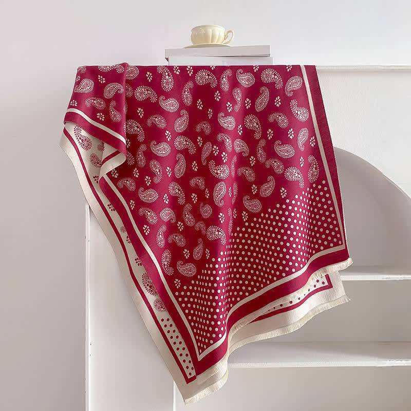 Buddha Stones Lente/Herfst Vintage Paisley Polka Dot Patroon Sjaal (groot) - Karmozijnrood - 185*65 cm - image 8