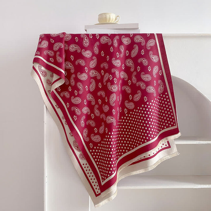 Buddha Stones Lente/Herfst Vintage Paisley Polka Dot Patroon Sjaal (groot) - Karmozijnrood - 185*65 cm - image 8