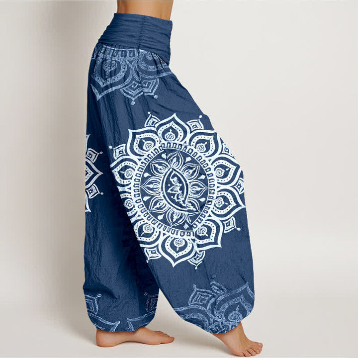 Buddha Stones Witte damesharembroek van 100% Cotton met mandala-bloemenpatroon en elastische Taille - image 10