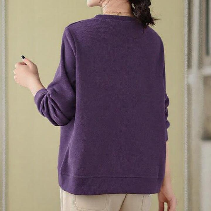 Buddha Stones Minimalistische Ronde hals en Gebreide kleding voor dames, herfst/winter, effen kleur. - image 2