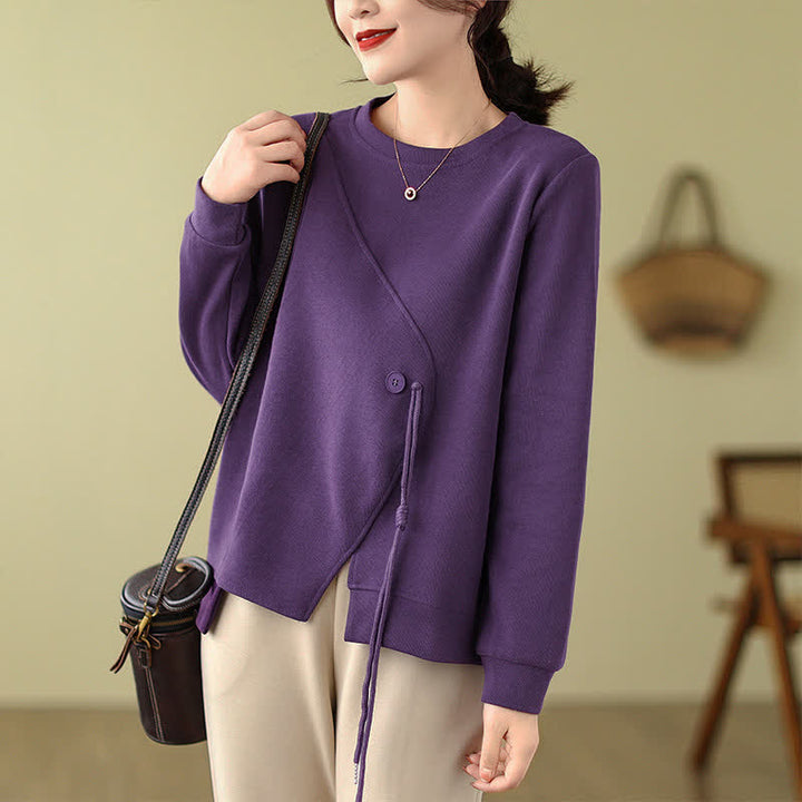Buddha Stones Minimalistische Ronde hals en Gebreide kleding voor dames, herfst/winter, effen kleur. - image 1