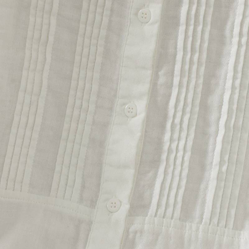 Buddha Stones Elegante vintage Overhemden met knoopsluiting en plooien, effen katoen, voor de Lange mouw . - image 13