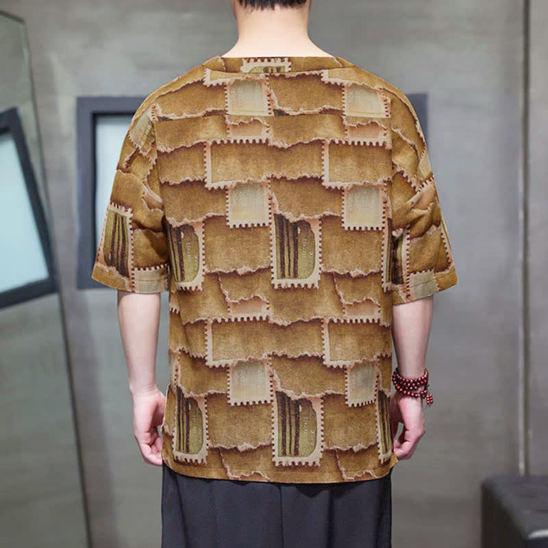Buddha Stones Zomerse casual boho patchwork geruite Overhemden met Korte mouw en opgestikte zak - image 13