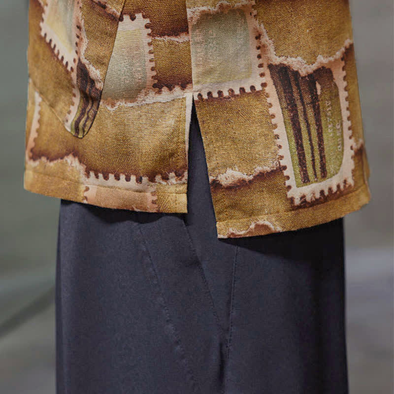 Buddha Stones Zomerse casual boho patchwork geruite Overhemden met Korte mouw en opgestikte zak - image 21