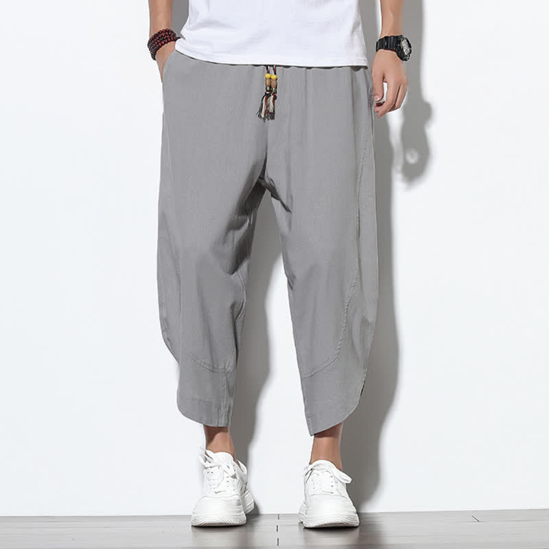 Buddha Stones Casual zomerse harembroek met trekkoord, Lengte 7-8 voor heren, met Zakken. - image 1