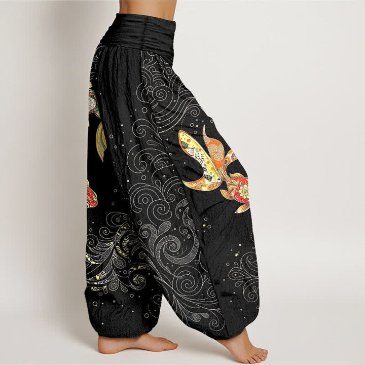 Buddha Stones Dames harembroek met elastische Taille en koi-visprint - image 1