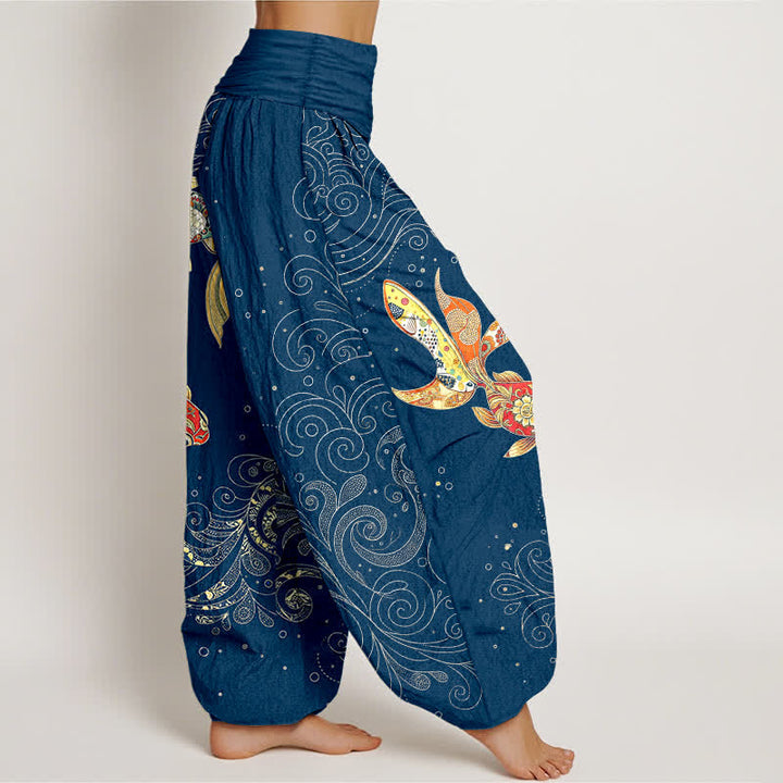 Buddha Stones Dames harembroek met elastische Taille en koi-visprint - image 6