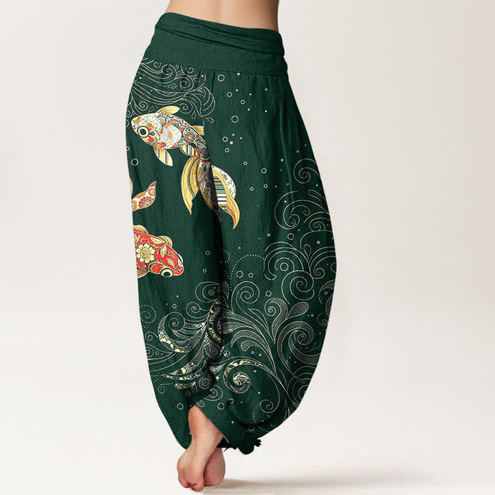 Buddha Stones Dames harembroek met elastische Taille en koi-visprint - image 10