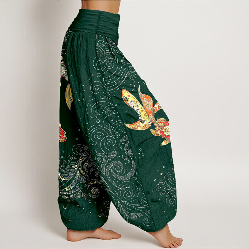 Buddha Stones Dames harembroek met elastische Taille en koi-visprint - image 9