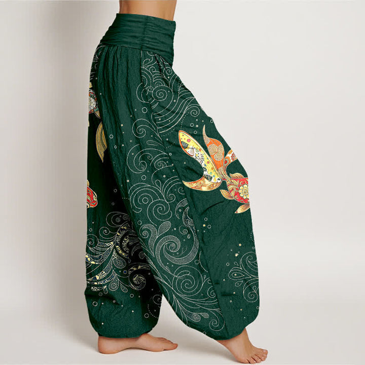 Buddha Stones Dames harembroek met elastische Taille en koi-visprint - image 9