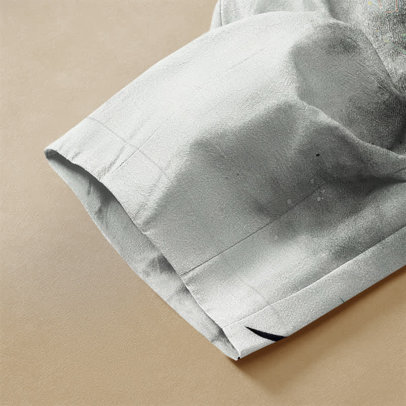 Buddha Stones Harembroek voor dames met elastische Taille, 100% Cotton en sterrenhemelmotief, bamboeprint, Zakken en elastische tailleband. - image 3