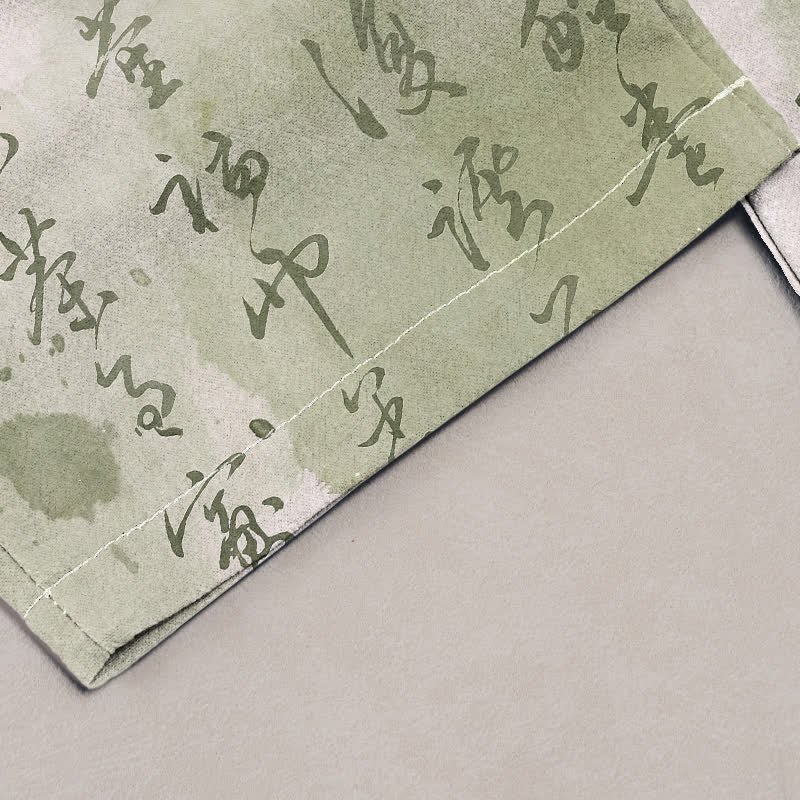 Buddha Stones Damesbroek van 100% Cotton met elastische Taille en Zakken , met artistiek vlinderpatroon in sierletters. - image 1
