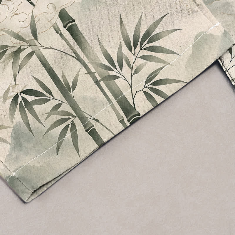 Buddha Stones Damesbroek van 100% Cotton met zen bamboebladpatroon, elastische Taille en Zakken. - image 1