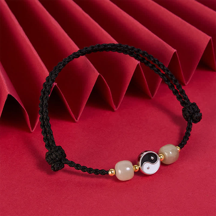 Buddha Stones Legering Yin Yang Hetian Jade Kraal Rode Koord Armband - image 13
