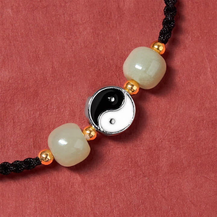 Buddha Stones Legering Yin Yang Hetian Jade Kraal Rode Koord Armband - image 16