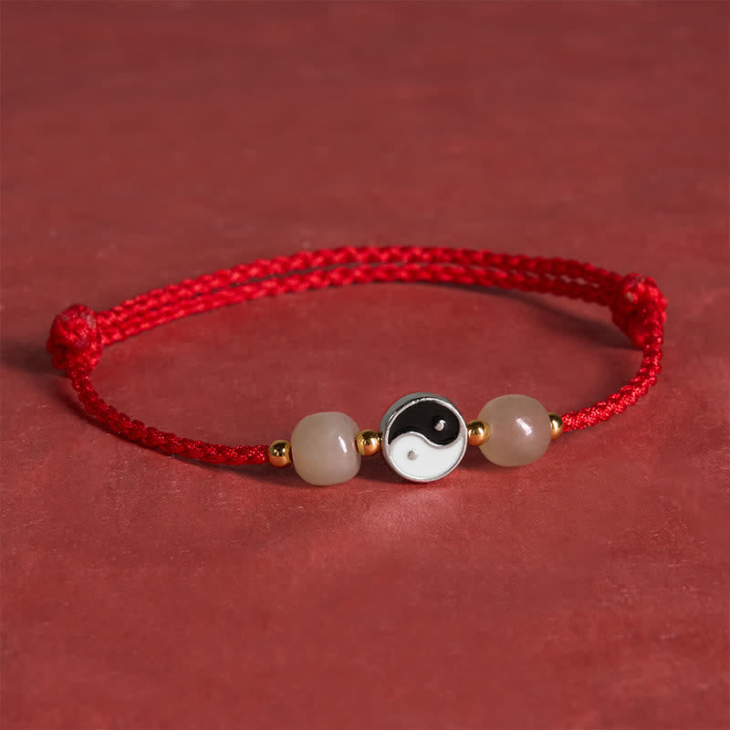 Buddha Stones Legering Yin Yang Hetian Jade Kraal Rode Koord Armband - image 4