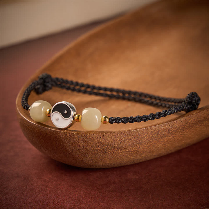 Buddha Stones Legering Yin Yang Hetian Jade Kraal Rode Koord Armband - image 12