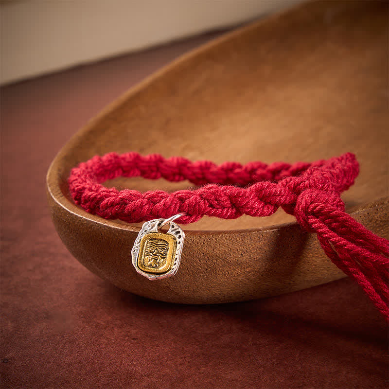 Buddha Stones Armband met koperen accenten en rode koord, harmonieus geheel. - image 1